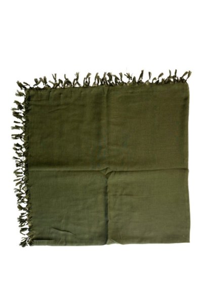 Naz Ipek Asker Yeşili Renk El Işi Boncuklu Yazma 110cm X 110cm Eşarp
