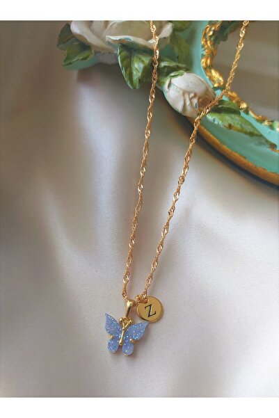 Asia by Leuvoié Z Harfli Mavi Kelebek Kolye