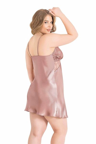 PRIMODA Κοντό σατέν νυχτικό Plus Size Mink 2061
