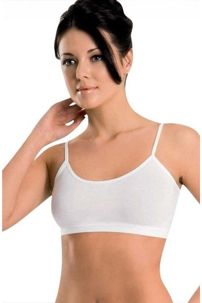 Bestin Sutien bustier căptușit cu bretele subțiri din bambus alb pentru femei