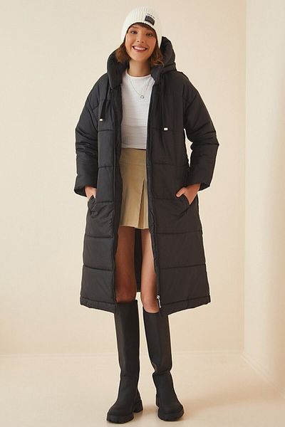 MEECY Langer Puffermantel mit Kapuze für Damen