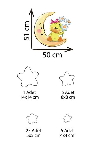 Tilki Dünyası Hand on the Moon Daisy Duck and White Stars Children's Room Wall Sticker