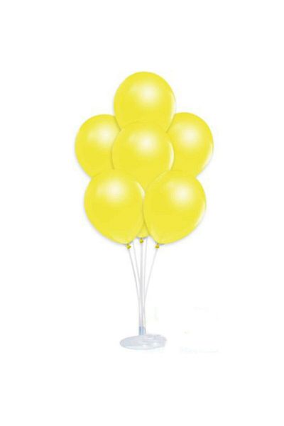 Party City 1 Balloon Stand and 7 Pearlescent Metallic Yellow Balloon Set