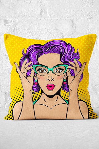 Nish & Royal غطاء وسادة مزخرف بنقشة بوبارت باللون الأصفر