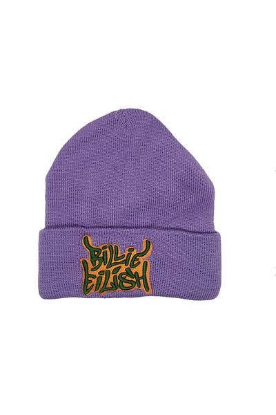 AlpCollection Beretă pliată cu broderie acrilică Billie Eilish violet