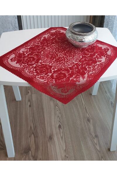 WENESSİ Sarmaşık Desen 45x45 6 Adet Örme Peçete (kırmızı)
