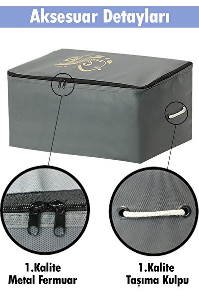 umbellatum Hurç Organizer Saklama Çantası 4 Adet 64x41x35 Cm Ve 1 Elbise Kılıfı Gri Renk 5'li Set