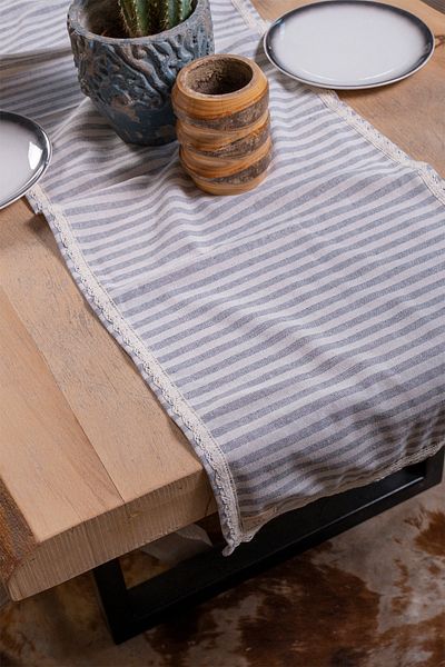 vivamaison Față de masă Runner din in gri simplu 152x42 Cm