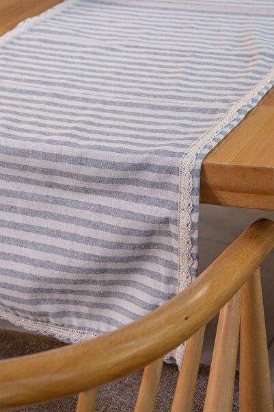 vivamaison Gray Linen Plain 152x42 Cm Runner Table Cloth