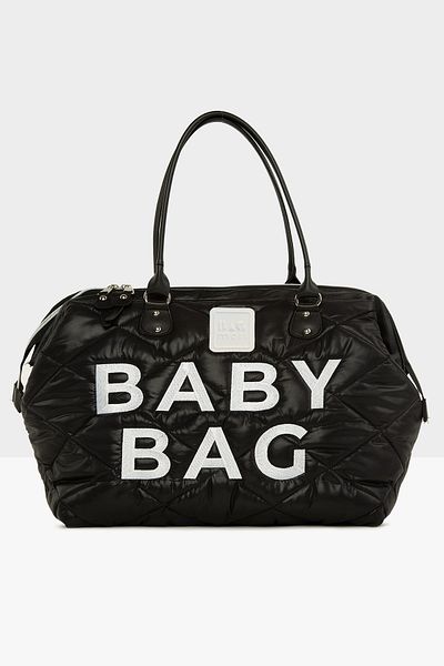 Bagmori Black Baby Bag Embroidered Quilted Inflatable Mother Baby Bag M000006320