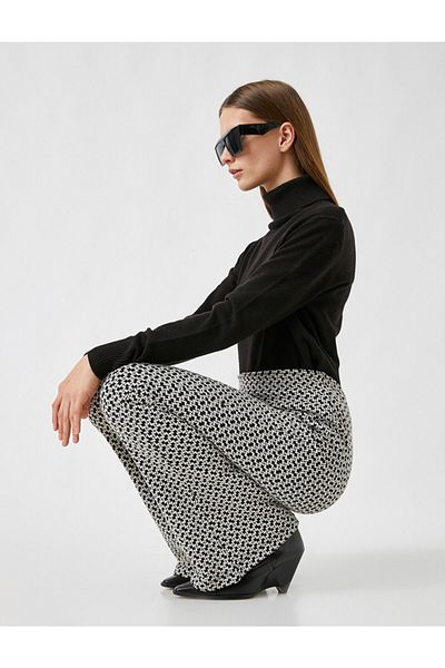Koton Cotton High Waist Wide Leg Trousers