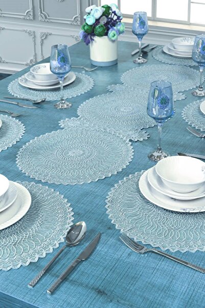 Bilgiçler Tekstil Amerikan Servis Supla Ve Runner 6 Kişilik Set Valeria Beyaz