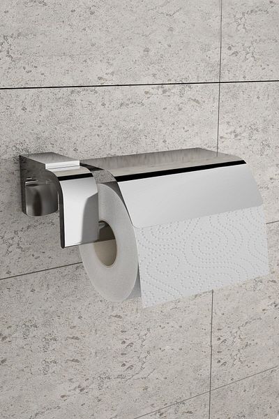 Tema Bathroom Covered WC Toilet Paper Holder Chrome