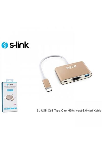 S-LINK Hdmı_usb 3.0 Çevirici Adaptör Gold 4k Sl-usb-c68 0.15metre Type-c