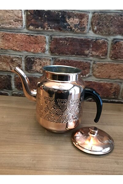 Genel Markalar 1.sınıf Bakır Işlemeli Demlik Kahveci Tipi Büyük Boy 20 Cm