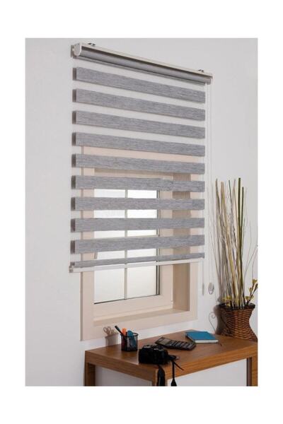 Brillant Rüyaper Bambu Zebra Gri Perde