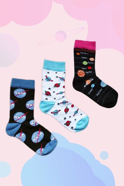 Esafe Home 3-Piece Space Themed (Nasa - Planets) Women's Socks