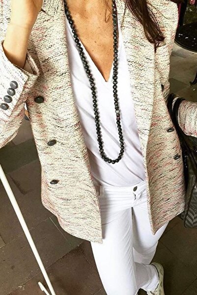 BASIC&CO Vogue V-Neck Ecru Basic Viscose T-shirt