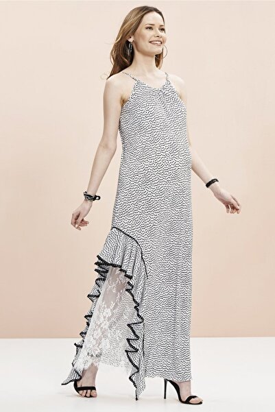 Genel Markalar Yanda Volan Detaylı Uzun Hamile Elbise