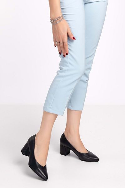 Gondol Women's Genuine Leather Classic Heeled Shoes Şhn.1930 - Navy Blue - 34
