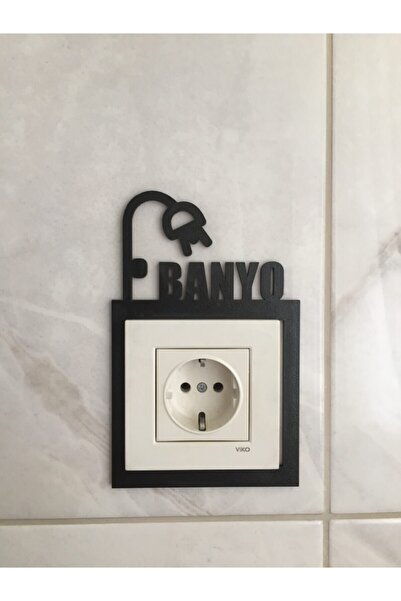 NT Handmade Siyah Ahşap Banyo Priz Çerçevesi - Priz Kenarı Ev Dekorasyon Wc I...
