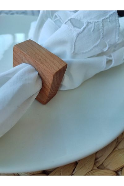 WOODENIST Set de 4 inele pătrate Opal - Design șervețel din lemn
