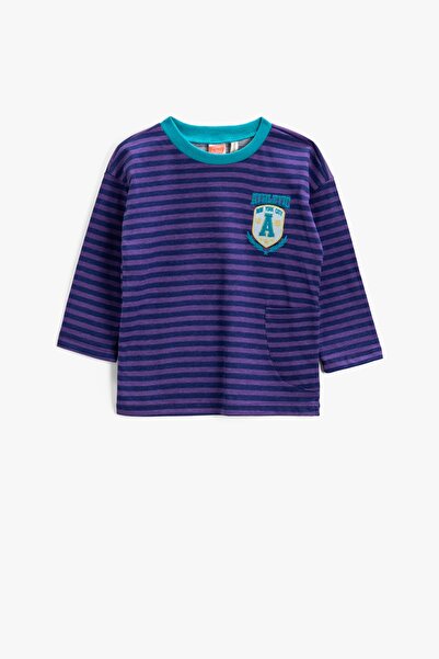 Koton Lila gestreiftes T-Shirt für Babys (Jungen) 2KMB18204TK