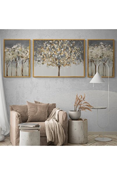 TekTablo Soyut Ahşap Tablo Seti - Tk106503951