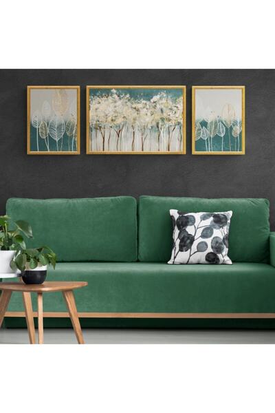 TekTablo Soyut Ahşap Tablo Seti - Tk106503810