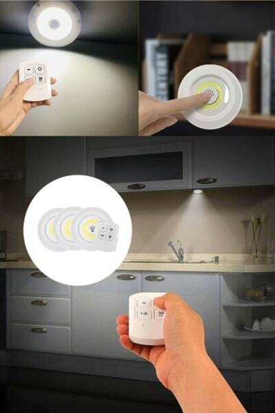 Genel Markalar Uzaktan Kumandalı Yapışkanlı 3'lü Led Spot Lamba