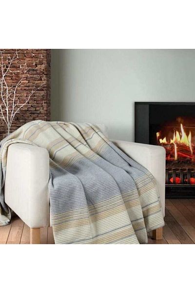 Elfida Home&Kids Gray Striped Cotton Double Blanket Cover