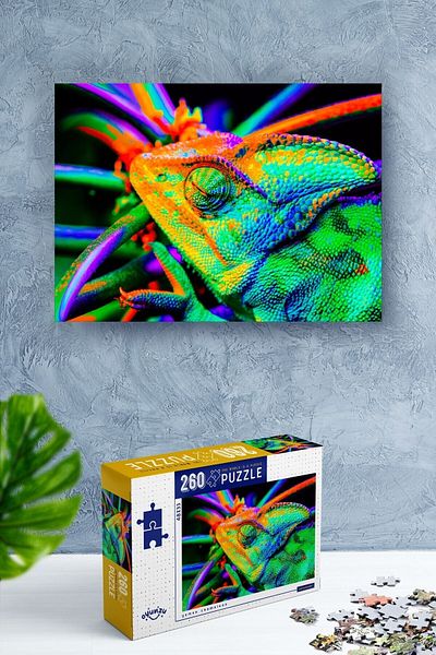 NT Handmade 260 Pieces Yemen Chameleon Puzzle with Glue and Rope Gift