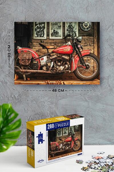 NT Handmade 260 Parça Classic Motorcycle Yapıştırıcı Ve Ip Hediyeli - Klasik Motor Yapboz Seti
