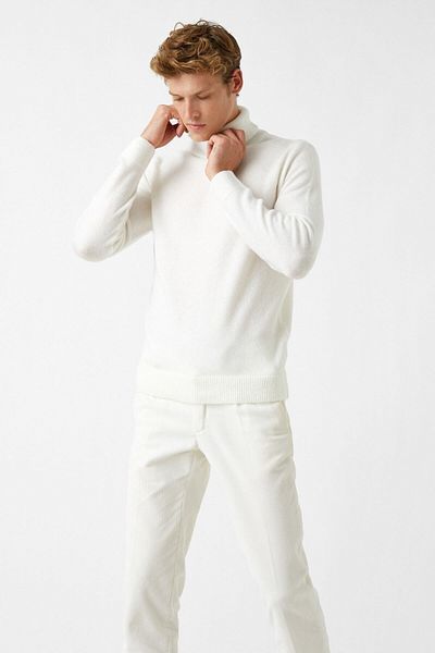 Koton Ecrufarbener Herrenpullover 2KAM91180LT