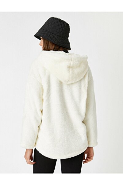 Koton Plyšová mikina s kapucí a zipem