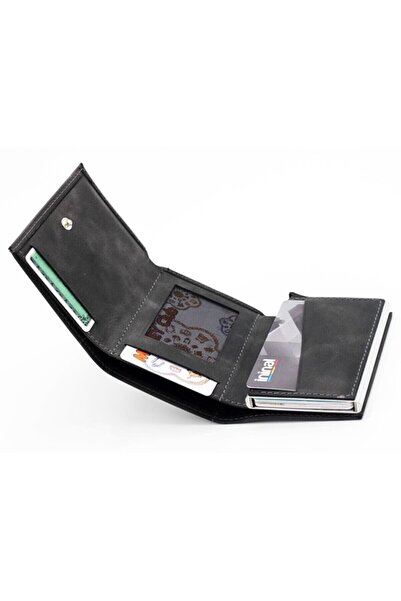 Westpolo Men's Genuine Leather Mechanical Wallet Card Holder
