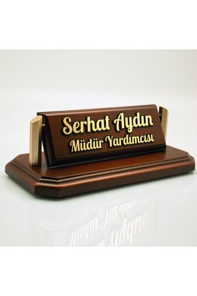 Ofistike Kabartma Ahşap Masa Isimliği – Virona Masa Isimlik