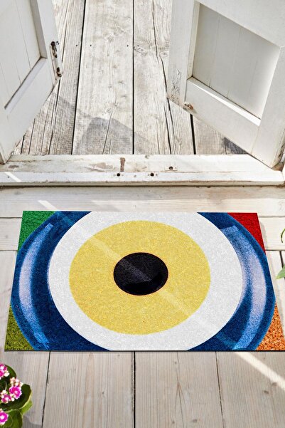 Monnhein سجادة باب أمامية مطبوعة بعين الشر الملونة، سجادة باب مزخرفة، سجادة ب...