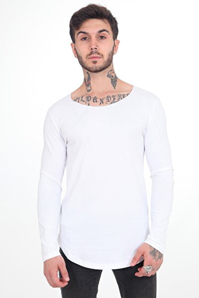 THE ONE Men's White Cut Collar, Open Collar Oval Cut Regular Fit Slim Long Sleeve Combed Cotton Bady