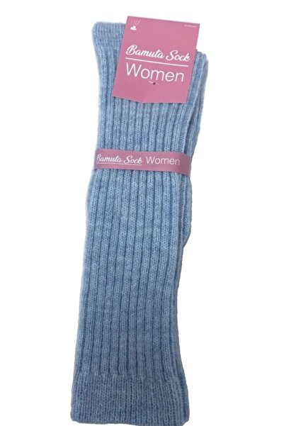 Bamuta Kadın Yün Dizaltı Bot Çorabı Mavi