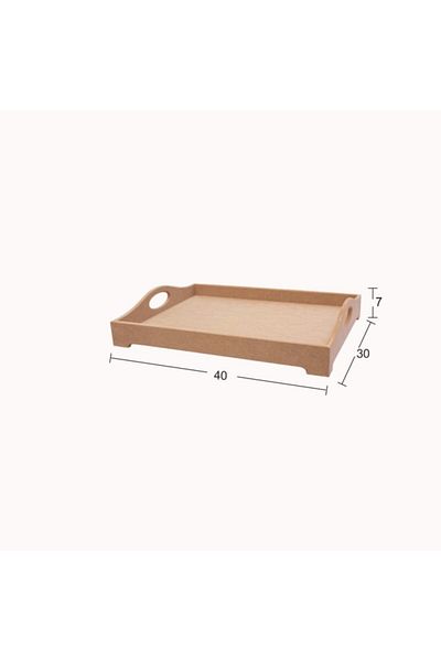 İstanbul Hobi Footed Wooden Brass Decopage Tray T766
