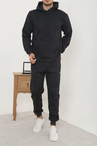 3MODA Set de trening pentru bărbați, cu 3 fire, din stofă groasă, cu glugă, c...