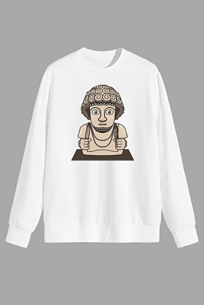 perseusshopping Oversize kroj Mitologija Prvi kralj Hittita Štampano Bela majica