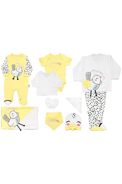 Miniworld Girl 0-3 Months 100% Cotton Mother's Little Bird 10P Bodysuit Set (with Overalls)