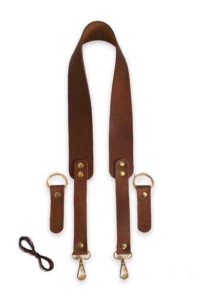 alfa tasarım atölyesi Hakiki Deri Çanta Sapı / Aksesuarlı - Fındık Rengi