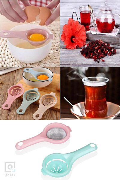 QNİAY Practical Set of 2 Tea Strainer and Egg Stream Separator Strainer Separator Apparatus
