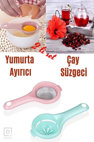 QNİAY Practical Set of 2 Tea Strainer and Egg Stream Separator Strainer Separator Apparatus