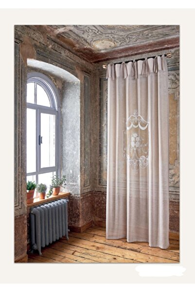 Yılmaz Home Collection Keten Dokulu Nakış Işlemeli Fon Perde