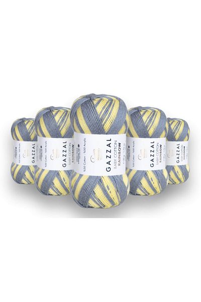 Gazzal Baby Cotton Rainbow 5 Pack Amigurumi Punch Hand Knitting Thread, 50 gr (479)