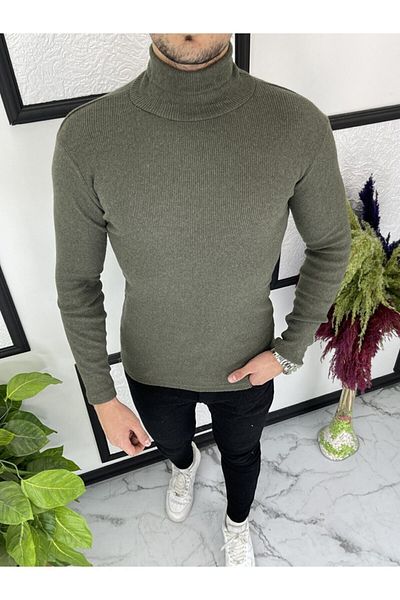 EMKA GİYİM Men's Solid Color Turtleneck Turtleneck Sweater